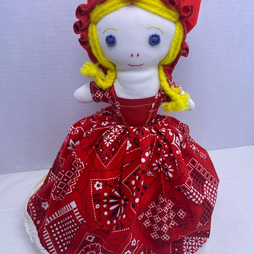 Vintage Topsy Turvy Reversible Flip Cloth Doll Red and Yellow